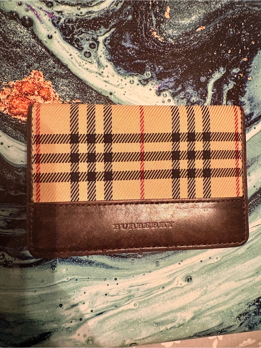 Burberry Black Leather ID Wallet with Embossed Logo
